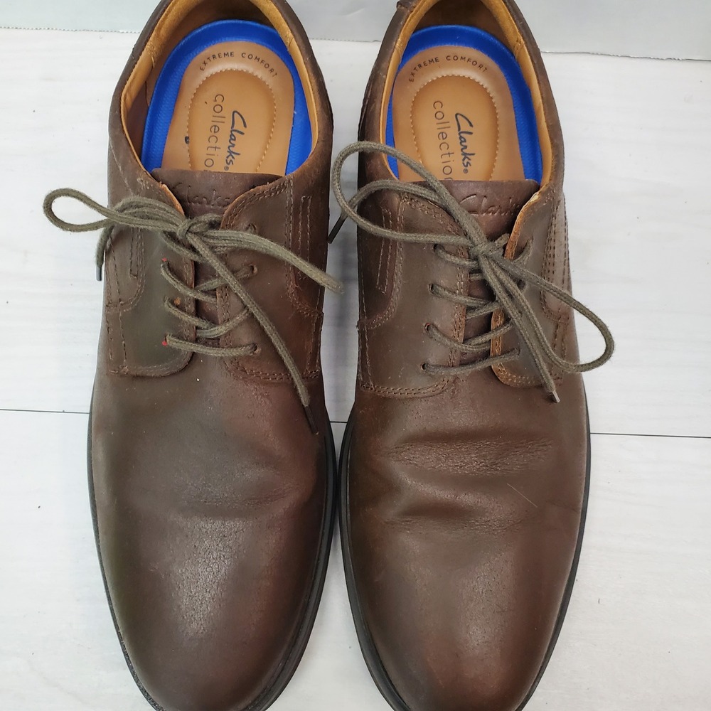 Clarks Collection Brown Leather Oxford Shoes Mens 11.5M Extreme Comfort Lace Up - Picture 4 of 16
